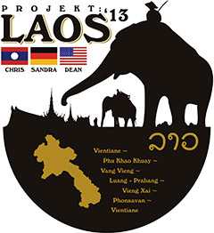 Karte von Laos mit Wappen - Spuk-Actress Sandra reist nach Laos